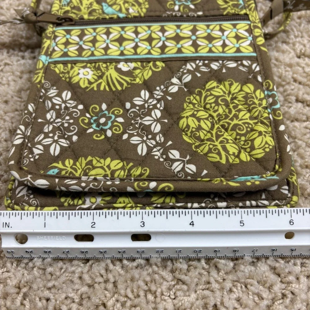 Vera Bradley Quilted Crossbody Bag Lime's Up Floral Bird‎ Pattern Small Purse